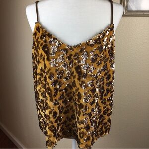 RO & DE by Anthropologie Esther Velvet Sequin Gold Cami Size L